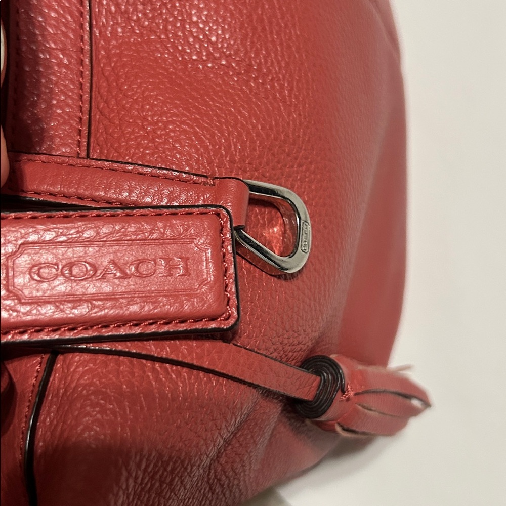 Coach Peach Leather Hobo Shoulder Bag - Picture 10 of 12